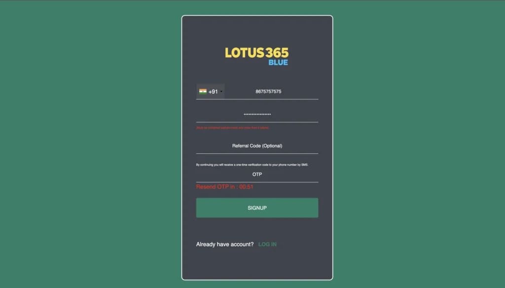 Verify Your Account at lotus365 register
